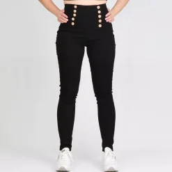 Girl Vivi Buttons stretch-housut musta