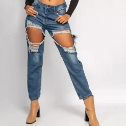 Girl Vivi Mom Super Ripped farkut sininen