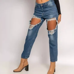 Girl Vivi Mom Super Ripped farkut sininen