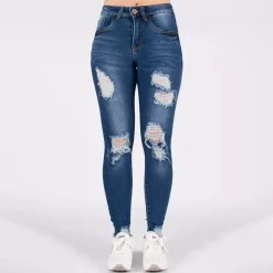 Girl Vivi ripped skinny stretchfarkut t.sininen