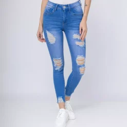 Girl Vivi ripped skinny stretchfarkut sininen