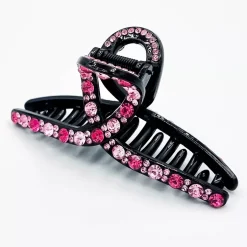 Hainhammasklipsi strasseilla 11 cm musta/fuksia