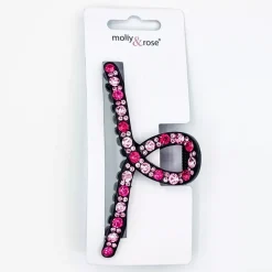 Hainhammasklipsi strasseilla 11 cm musta/fuksia