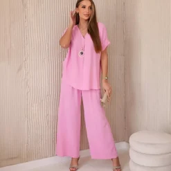 Kesi Alina paita ja housut - setti baby pink