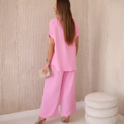 Kesi Alina paita ja housut - setti baby pink