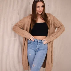 Kesi Hood neuletakki kameli