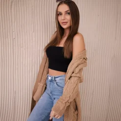 Kesi Hood neuletakki kameli