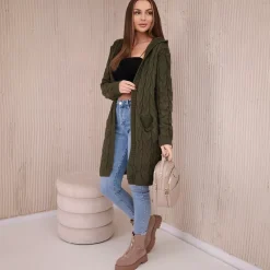 Kesi Hood neuletakki khaki
