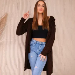 Kesi Hood neuletakki tummanruskea