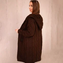 Kesi Hood neuletakki tummanruskea