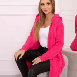 Kesi Hood neuletakki vadelma