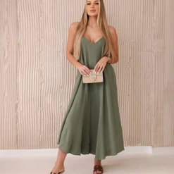Kesi Joanna puuvillamekko khaki