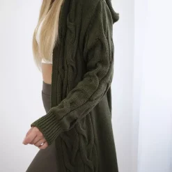 Kesi Zaina hupullinen neuletakki khaki