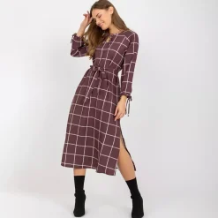 Lakerta Paulina ruutukuvioinen mekko ruskea