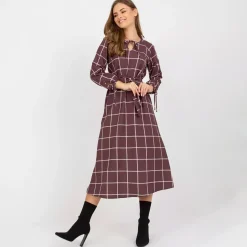 Lakerta Paulina ruutukuvioinen mekko ruskea