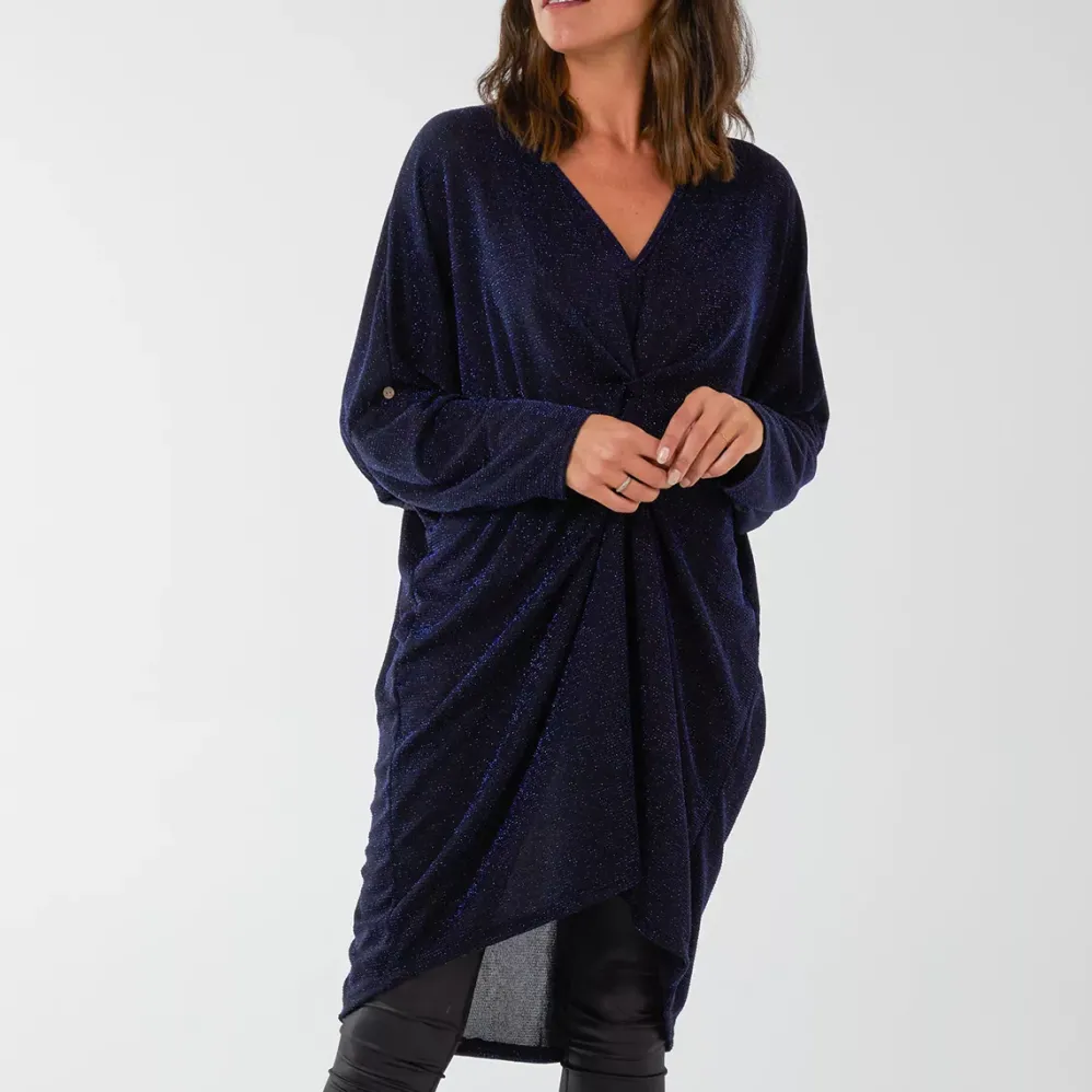 Mizumi Malinka Lurex solmutunika navy