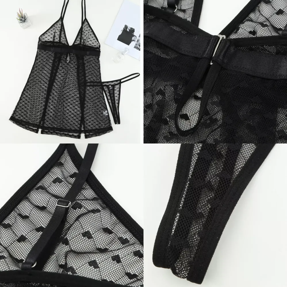 Musta babydoll ja stringit