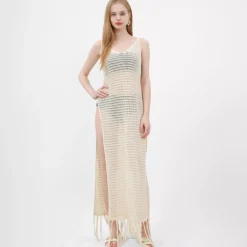 Nandi puuvillainen neulemekko beige