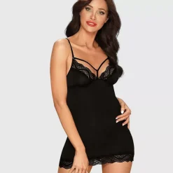Obsessive Diyosa chemise ja stringit musta