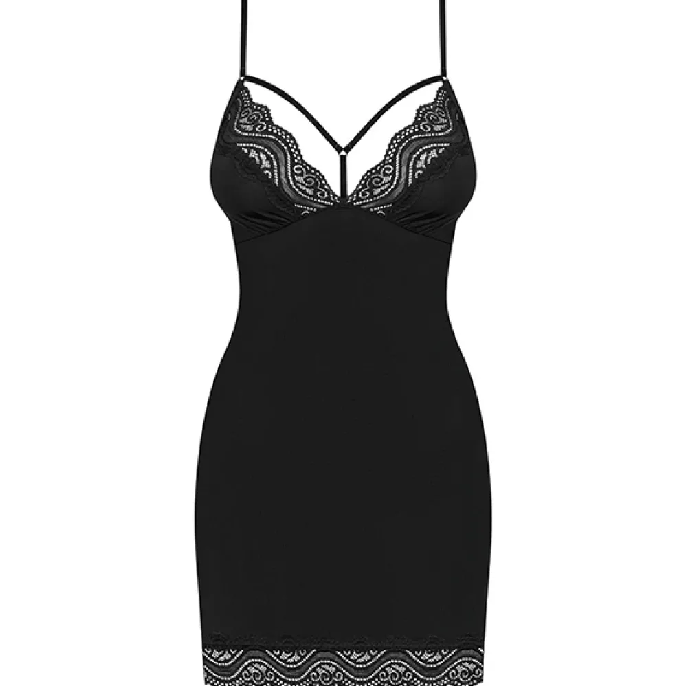 Obsessive Diyosa chemise ja stringit musta