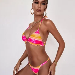 3-osainen bikinisetti pinkkiraidallinen