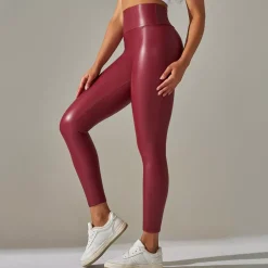 Otos Leatherlook leggingsit burgundi