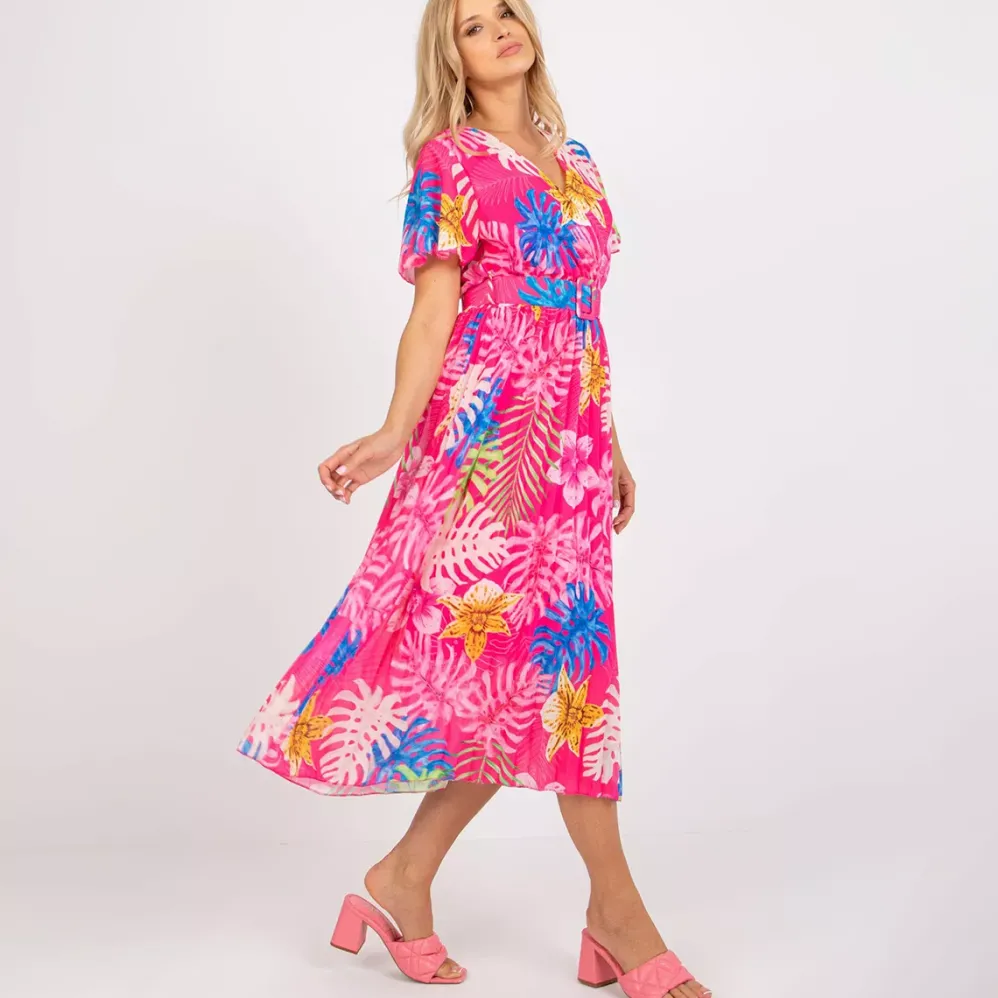 Pammy Coral kuvioitu mekko pinkki