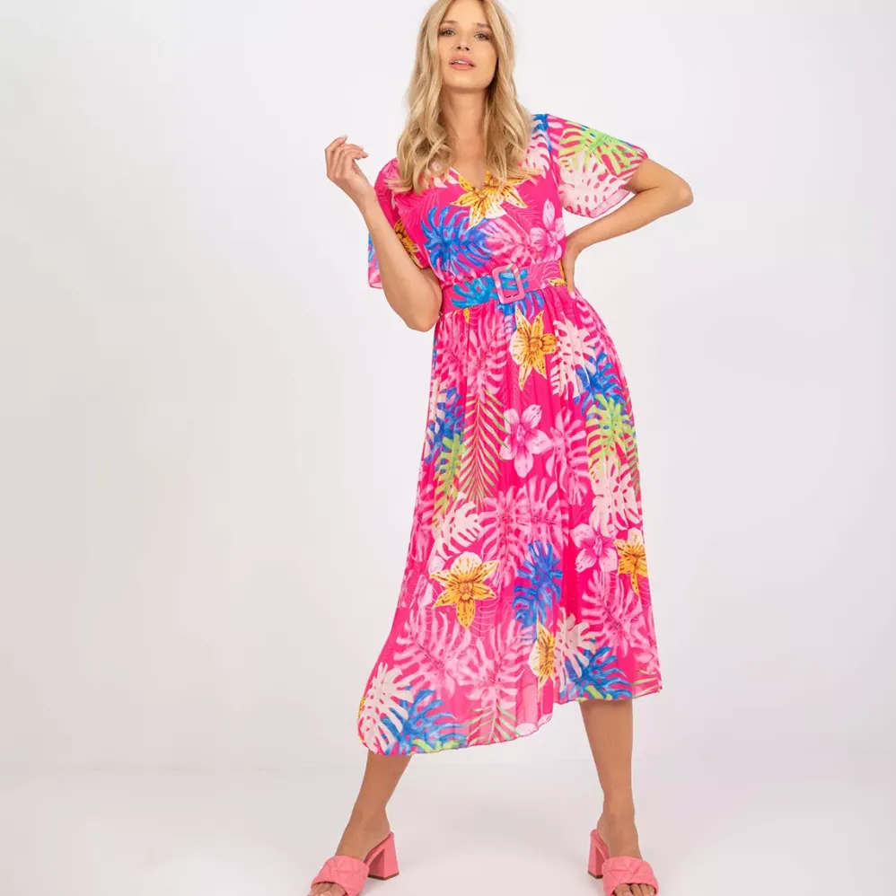 Pammy Coral kuvioitu mekko pinkki