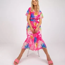 Pammy Coral kuvioitu mekko pinkki