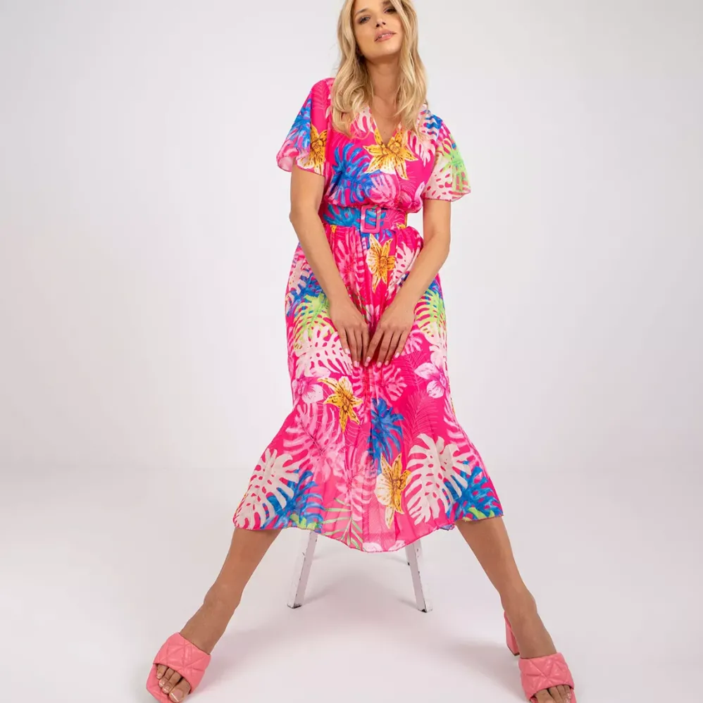 Pammy Coral kuvioitu mekko pinkki