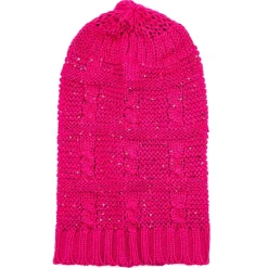 Pitkä neulepipo paljeteilla fuksia