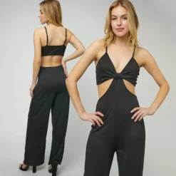Popular 21 Peekaboo jumpsuit musta