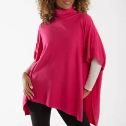 Qed LDN Cass neuleponcho pinkki