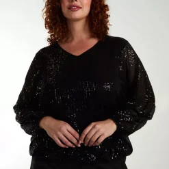 Qed LDN Gina paljettipaita musta