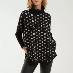 Qed LDN Monogram neulepaita musta