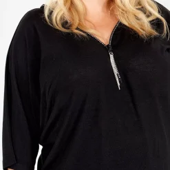 Qed LDN Sparkle Zip neulospaita musta