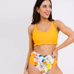 Ruffle Floral bikinisetti keltainen