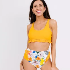 Ruffle Floral bikinisetti keltainen
