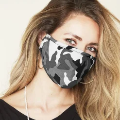 Säädettävä kasvosuoja nenälangalla harmaa camo