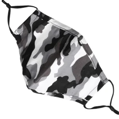 Säädettävä kasvosuoja nenälangalla harmaa camo