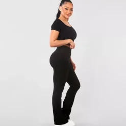 ShoSho Rib Knit housut musta