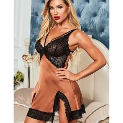 Spice Satin babydoll alusasu toffee