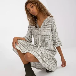 Sublevel Eco Tabitha kuvioitu mekko khaki