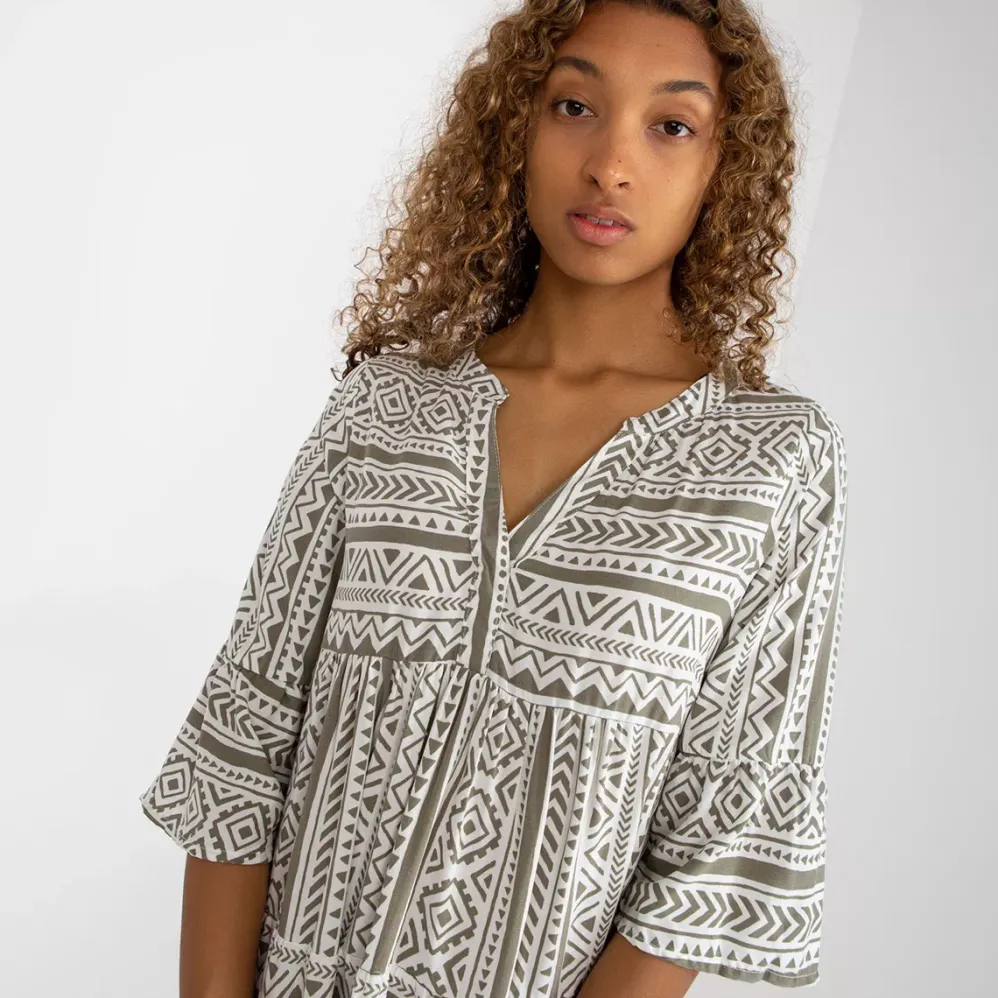 Sublevel Eco Tabitha kuvioitu mekko khaki