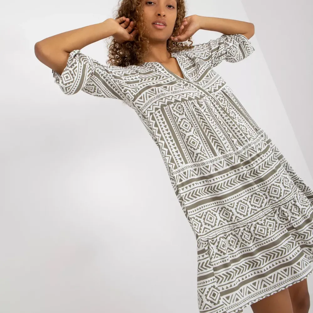 Sublevel Eco Tabitha kuvioitu mekko khaki