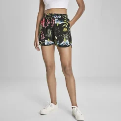 Urban Classics AOP Viscose Resort shortsit musta/kukkakuvio