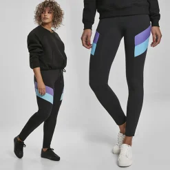 Urban Classics Color Block leggingsit musta/violetti
