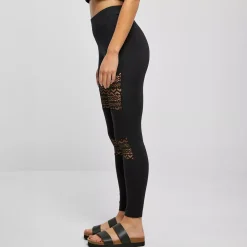 Urban Classics Crochet Lace leggingsit musta