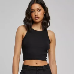Urban Classics Crop ribbitoppi musta