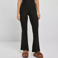 Urban Classics High Waist Rib Flared housut musta